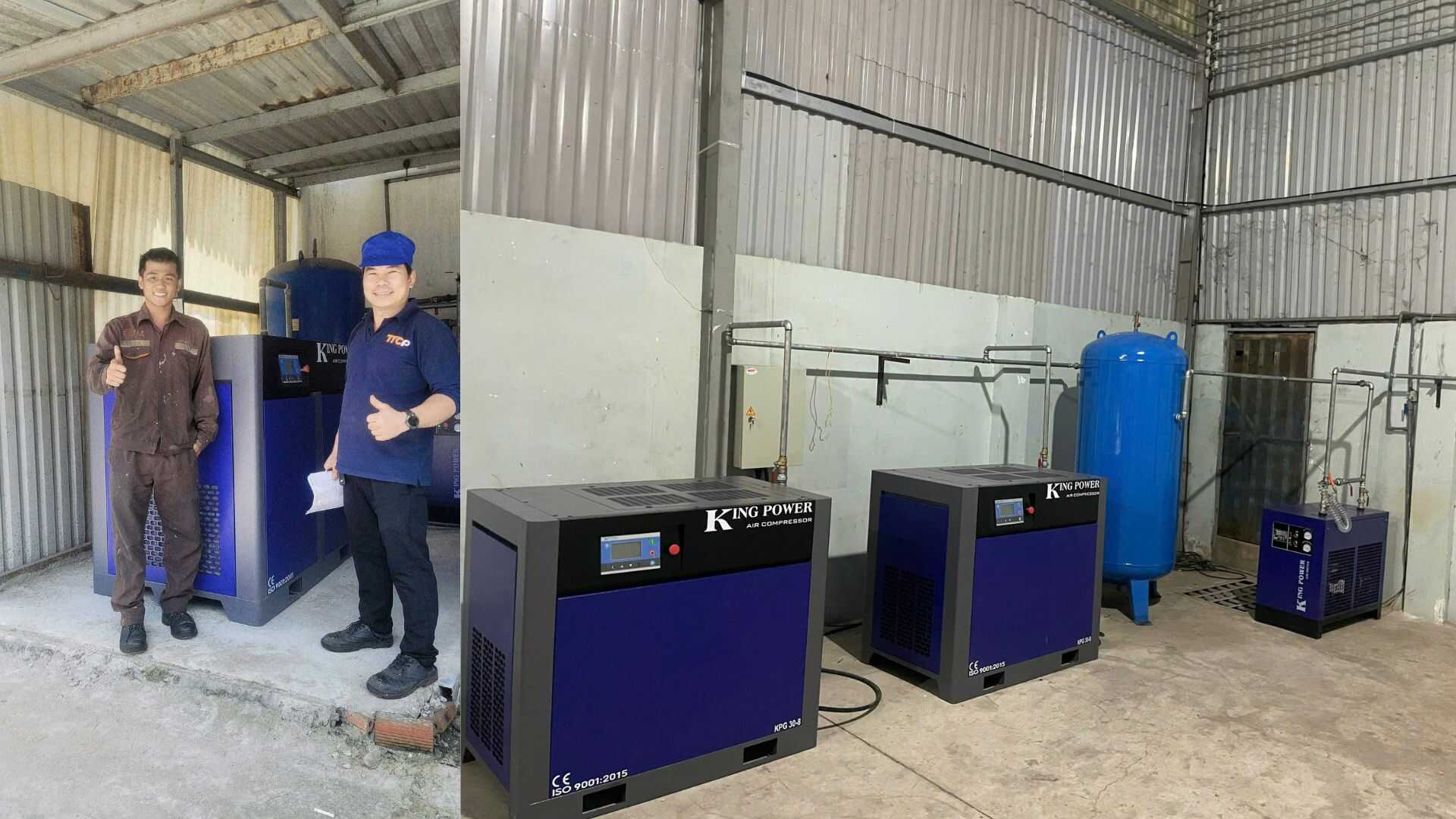 Lắp đặt máy nén khí King Power thực tế 1